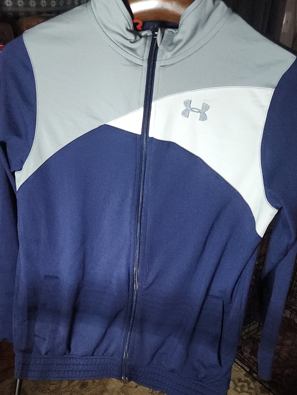 Under Armour Boys Navy, Light Gray and White Full-Zip Track Jacket